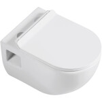 CERANO - WC závěsné Dure, Rimless - bezokrajové splachování + Slim/SoftClose sedátko - bílá lesklá - 51x35 CER-650938