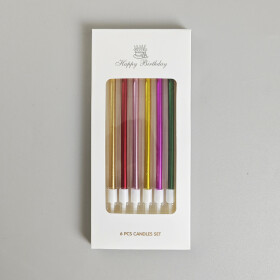 Dortové svíčky ELEGANT barevné 6ks