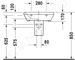 DURAVIT - DuraStyle Umyvadlo 550x440 mm, s přepadem, s otvorem pro baterii, WonderGliss, bílá 23195500001