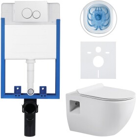 CERANO Kompletní podomítkový WC set Lite/Dure - bílá lesklá - WC tlačítko Duo, bílá - k zazdění - 51x35 cm