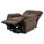 TV křeslo + eletrické polohování, hnědá látka, kov černá