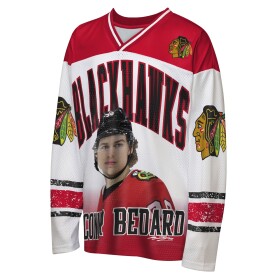 Outerstuff Dětské tričko Connor Bedard #98 Chicago Blackhawks NHL Player Polyester Top Velikost: Dětské M (136 – 152)