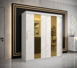 Šatní skříň Abi Golden Pole Barva korpusu: Bílá, Rozměry: 120 cm, Dveře: Černý mramor se zlatým zrcadlem