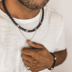 Luxusní pánský korálkový náhrdelník Franc - 8 mm černý onyx, Černá 55 cm