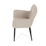 Židle jídelní, snadno čistitelná krémová látka, černý matný lak, kovové nohy