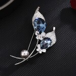 Brož Swarovski Elements Lanza - květina, Modrá