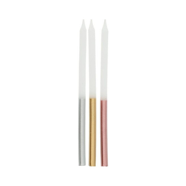 Svíčky dortové 24 ks bílé metalické 10 cm - Albi
