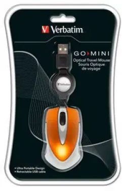 Verbatim Go Mini oranžová / optická myš / 1000DPI / 3tlačítka / 1 kolečko / drátová (USB) (49023-V)