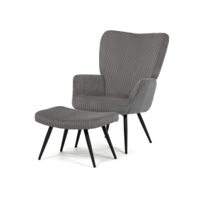 Relaxační křeslo, šedá, manšestrová látka, AK-L7285 GREY6