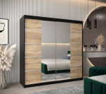 Šatní skříň Abi V4 Barva korpusu: Černá, Rozměry: 150 cm, Dveře: Černá