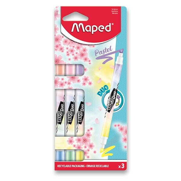 MAPED Zvýrazňovače Maped Fluo Peps Duo Pastel - sada 3 ks (151049)