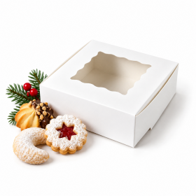 Cake star Vánoční krabička "vlnka" bílá 10x10x3,5cm