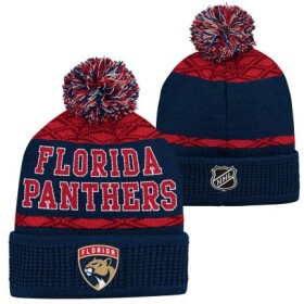 Outerstuff Dětská zimní čepice Florida Panthers NHL Puck Pattern Cuffed Pom