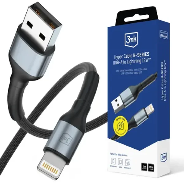 3mk Hyper kabel N-SERIES USB-A na Lightning 1m 5V/2.4A 12W černá (5903108680332)