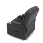 Křeslo polohovací elektrické, 1 motor, šedá látka, bezdrátové nabíjení pro mobilní telefon