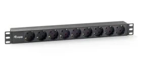 Equip 19" černá / Zásuvkový panel / 1U / 9x Schuko / 16 A / plast (333282)