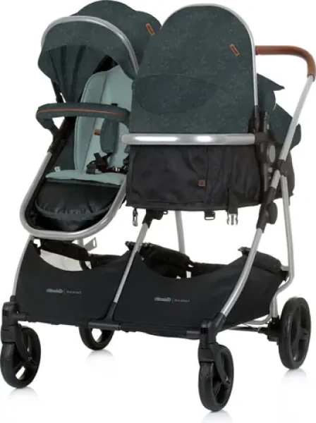 CHIPOLINO Kočárek pro dvojčata/nestejně staré děti - kombinovaný Duo Smart Basil (KBDS02504BA)