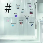 SPIRELLA HASHTAG sprchový závěs s motivem čirý / 180 x 200 cm / PEVA