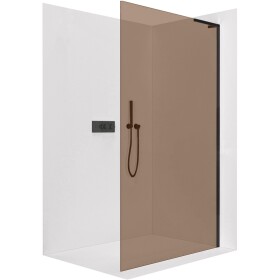 CERANO Sprchová zástěna Walk-in Onyx L-pravá vzpěra - 8 mm - černá matná, bronzové sklo - 50x200 cm