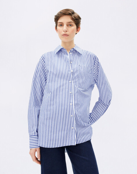 Armedangels Striped Loose Fit Blouse 2688 white-dynamo blue L