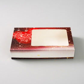 Cake star vánoční krabice "vánoční koule" červená malá s laminací 25x15x5cm