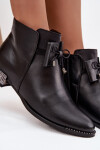 Dámské kotníkové boty z pravé kůže na nízkém podpatku Zazoo 1396 Černé 39