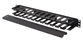Lanberg 19" organizér kabelů černý / Organizér kabelů / plast / 1U / typ A (AK-1703-B)