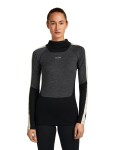 Dámské merino tričko s dlouhým rukávem ICEBREAKER Wmns 200 Oasis+ LS High Neck, Black/Jet Heather/Undyed/Cb velikost: M