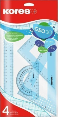 Sada na geometrii GEO set 30cm, set plastových pravítek, 4 ks v polybagu