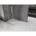MEXEN/S - Velar L sprchový kout, posuvné dveře 90 x 90, transparent, zlato kartáčovaná 871-090-090-03-55