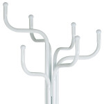 Věšá stojanový, kovová konstrukce, bílý matný lak, výška 188 cm, nosnost 12 kg