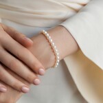 Perlový náramek Catherine - 5 mm perla, stříbro 925/1000, Zlatá 18 cm + 3 cm (prodloužení) Bílá