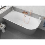 MEXEN/S - Silo volně stojící rohová vana levá reliéf 170 x 80, bílá/šedá, sifon a přepad růžové zlato 52891708062L-60
