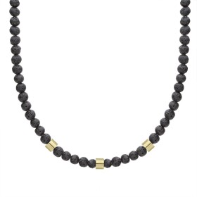 Pánský korálkový náhrdelník Federico - 6 mm lávový kámen, Černá 55 cm
