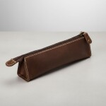 Kožené pouzdro na pera ONLINE se zipem hnědé 20 cm