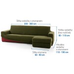 Super strečové potahy NIAGARA zelená sedačka s otomanem vpravo (š. 200 - 300 cm)
