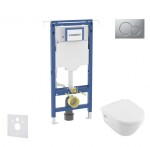 GEBERIT - Duofix Set předstěnové instalace, klozetu a sedátka Villeroy Boch, tlačítka Sigma01, DirectFlush, SoftClose, CeramicPlus, matný chrom SANI11CK2109