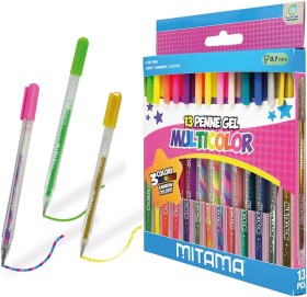 Mitama Mitama, 63818, sada gelových per, glitter/neon/rainbow, 13 ks