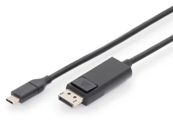 Digitus USB-C - DisplayPort černý / Kabel adaptérový / 2.0 m / 4K/60Hz / pozlacené konektory (AK-300333-020-S)