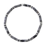 Luxusní pánský náramek Antonio - larvikit, hematit, Šedá 20 cm