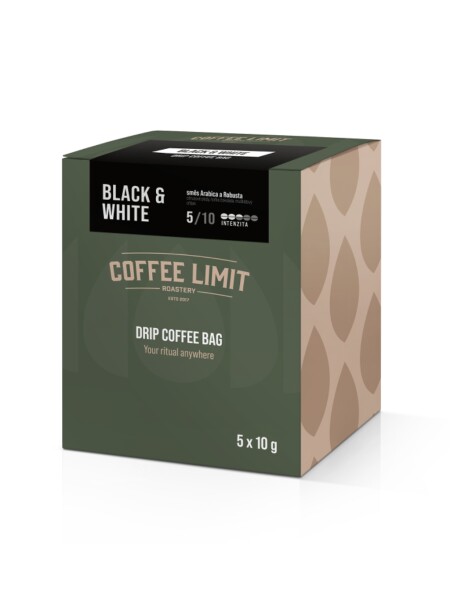 COFFEE LIMIT DRIP COFFEE BAG - Black & White - 5 ks x 10 g