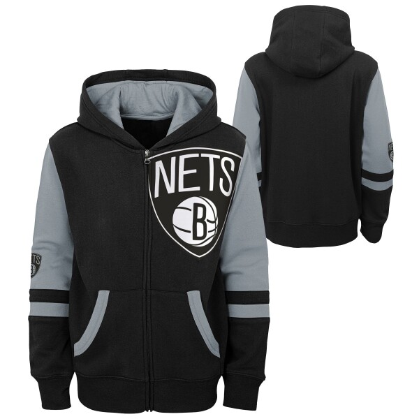 Outerstuff Dětská mikina Brooklyn Nets NBA Fleece Full-Zip Hoodie Černá (YOUTH)