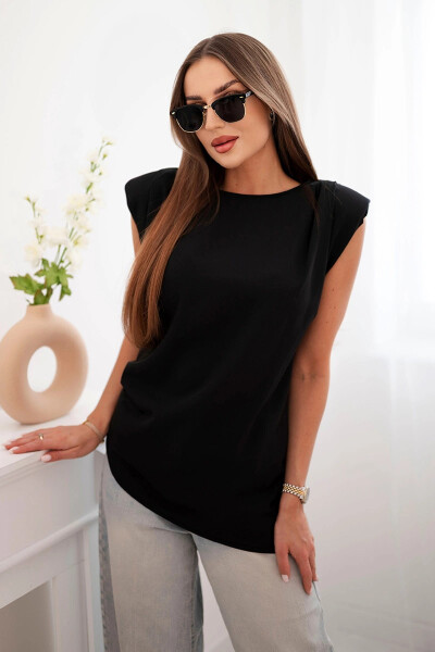 Elegantní dámská halenka s volánky a asymetrickým střihem černý UNI