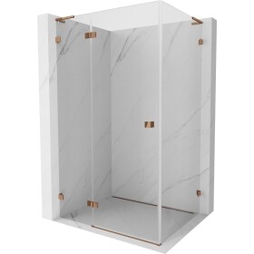 MEXEN/S - Lunar L sprchový kout dveře křídlové levá 90 x 70, transparent, růžové zlato 834L-090-070-60-00-L