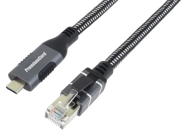 PremiumCord adaptér USB-C na RJ45 Gigabit Ethernet / Adaptér / 10/100/1000 Mbit / RTL8153E / 1 m (ku31net1)