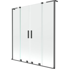 MEXEN/S - Velar L Duo dvoukřídlá posuvná vanová zástěna 160 x 150, transparent, grafit metal 896-160-003-02-95