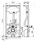 SANELA - Příslušenství Instalační modul pro závěsné WC, 112 cm SLR 03