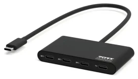 Port USB-C Hub PD 100W černá / USB-C hub / 4x USB-C / 5 Gb/s / 100W PD (900147)