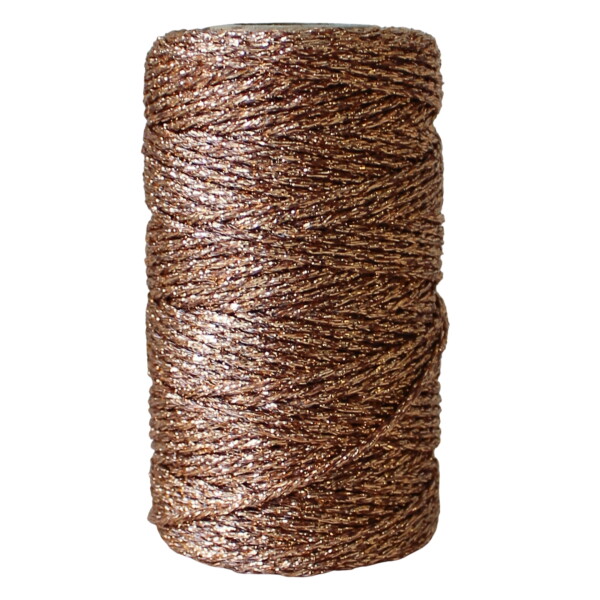 Bella Rose Třpytivý provázek 50 m – Copper, měděná barva, textil