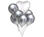 Balónky chromové stříbrné a bílé srdíčko set balonky.cz Balónky chromové stříbrné a bílé srdíčko set balonky.cz